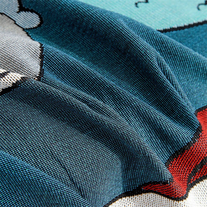 Artistic Cartoon Themed Sofa Throw