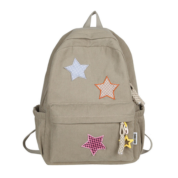 Fun Star Patterned Corduroy School Backpack Kalsten