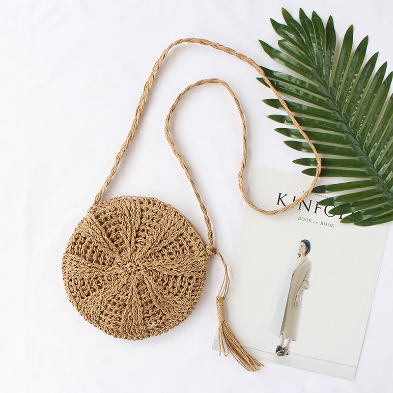 Leather Shoulder Bag Made of Braided Natural Material Kalsten