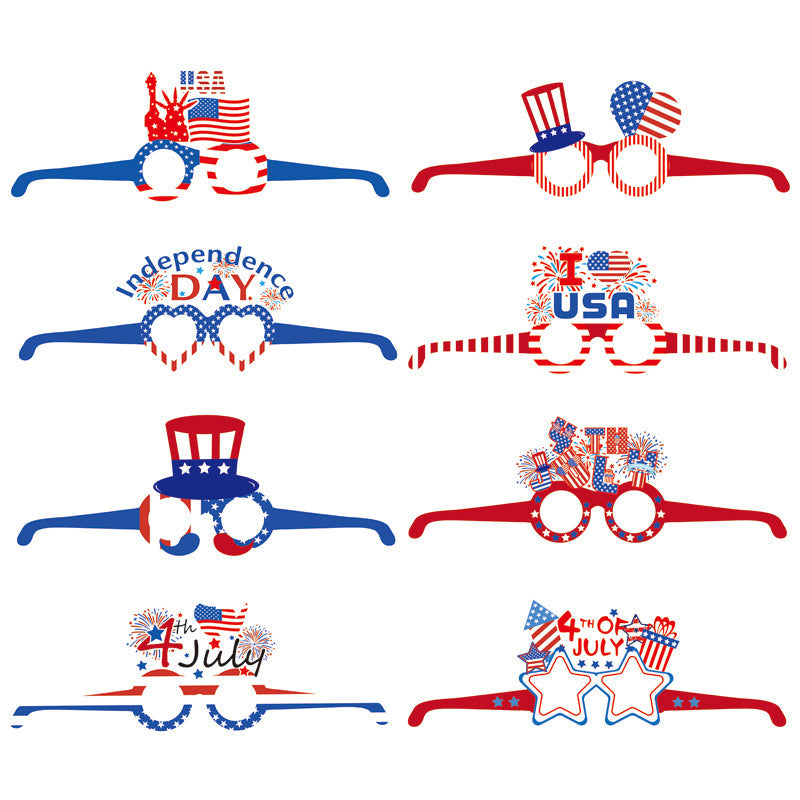 Unisex nan novelty patriotic party glasses assortment with themed foam toppers and mixed star and heart lens shapes Kalsten