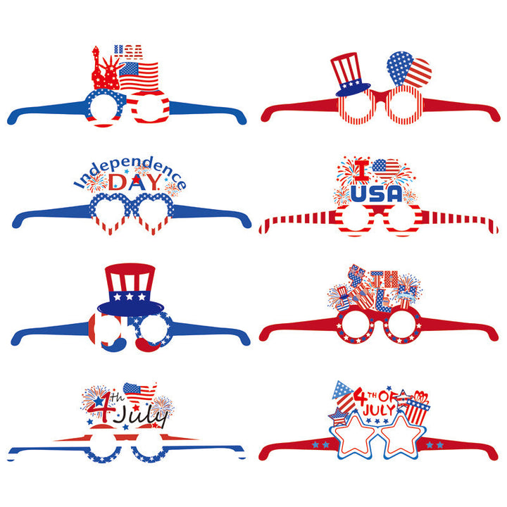 Unisex nan novelty patriotic party glasses assortment with themed foam toppers and mixed star and heart lens shapes Kalsten