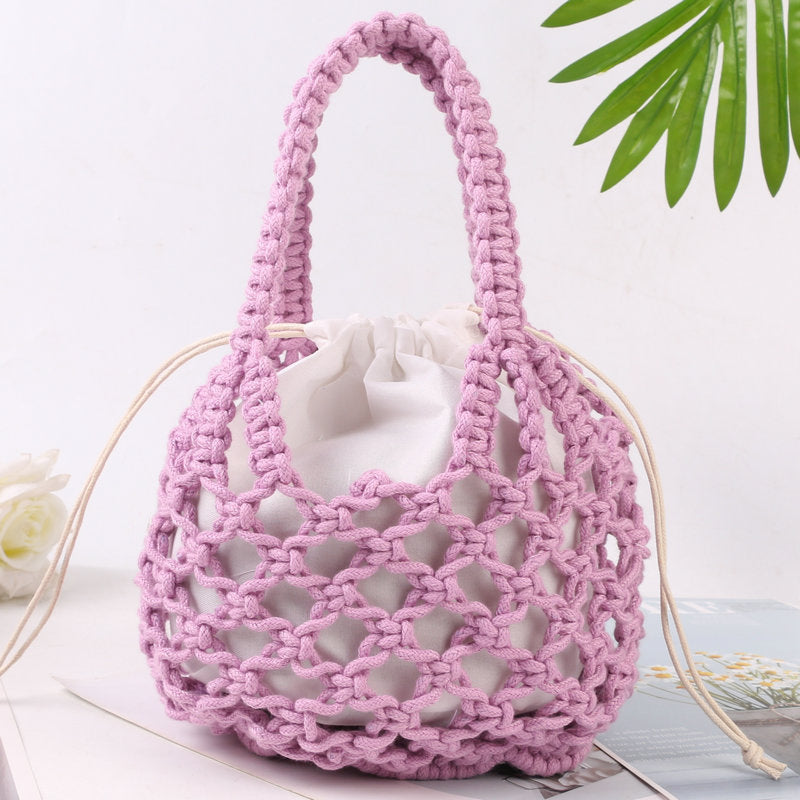 Hand-knotted tote bag with inner drawstring closure Kalsten