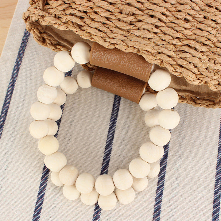 Trendy Handbag with Wooden Bead Handle Kalsten