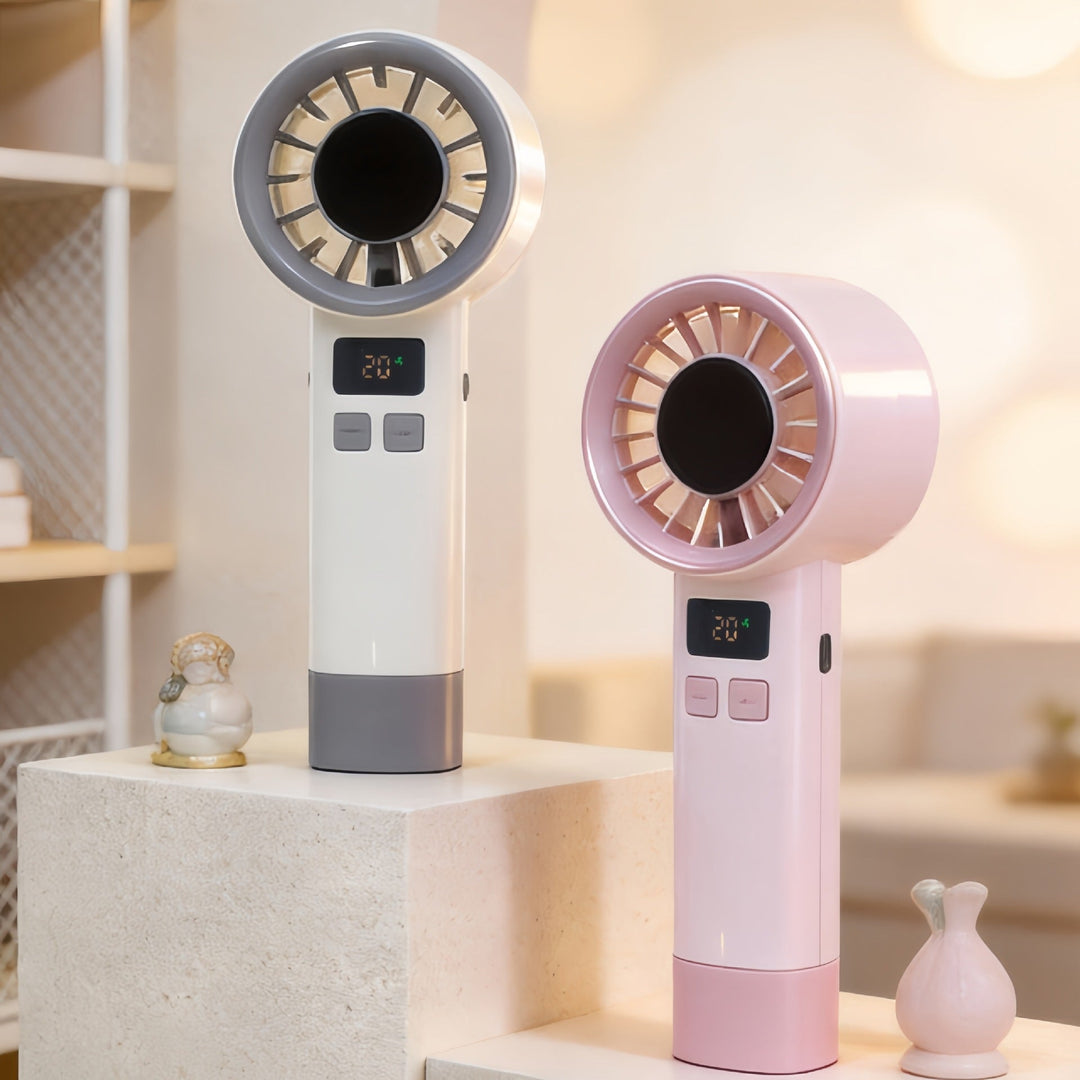 Women Portable Handheld Fan with Digital Temperature Display Kalsten