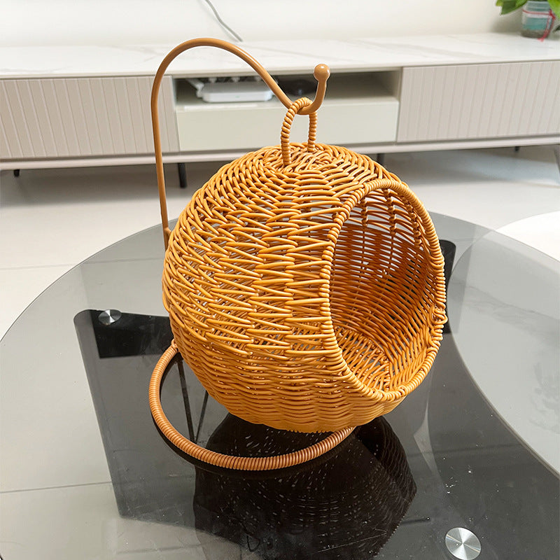 Women's Round Braided Basket with Stand Kalsten