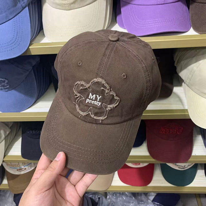 Women's Distressed Floral Embroidered Baseball Cap Kalsten