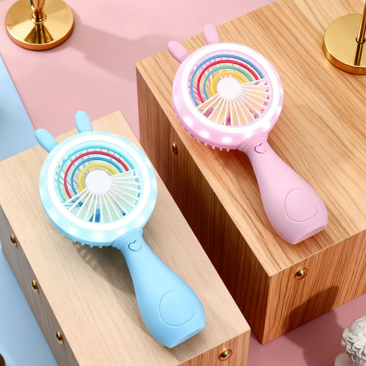 Ladies portable hand fan with LED function and innovative bunny design Kalsten