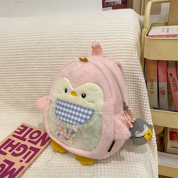 Cute Penguin-Themed Plush School Backpack