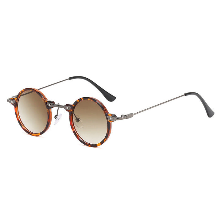 Women's round sunglasses with stylish metal frame and large blue lenses Kalsten