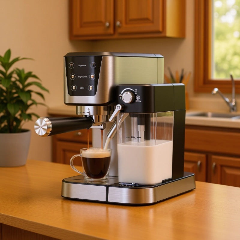 High-performance espresso machine with integrated milk frother and precise brewing temperature control Kalsten