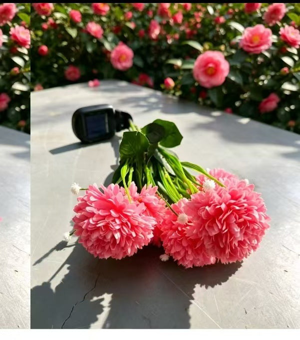Solar-Powered Realistic Camellia Floral Garden Stake Lights With Adjustable LED Heads And Stainless Steel Spike Kalsten
