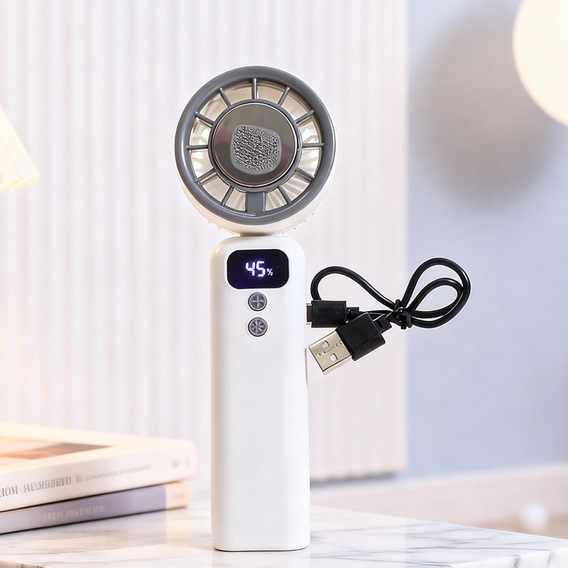 Unisex USB portable hand fan with digital display, adjustable neck strap, and powerful motor Kalsten