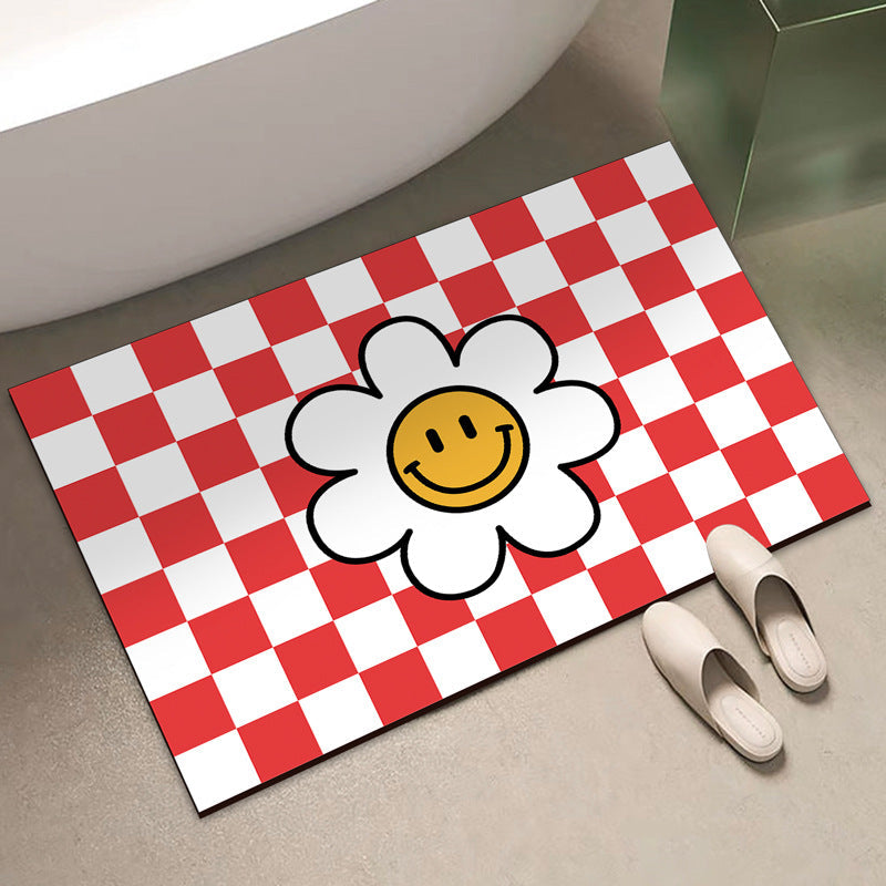 Playful Checkered Bath Mat Kalsten