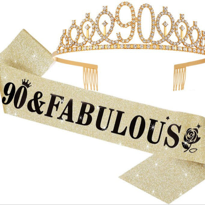 Women's Glittering Birthday Tiara Set with Sash Kalsten