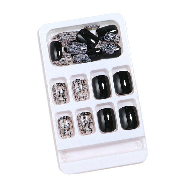 Glossy Artistic Press-On Nail Set with Abstract Design Kalsten