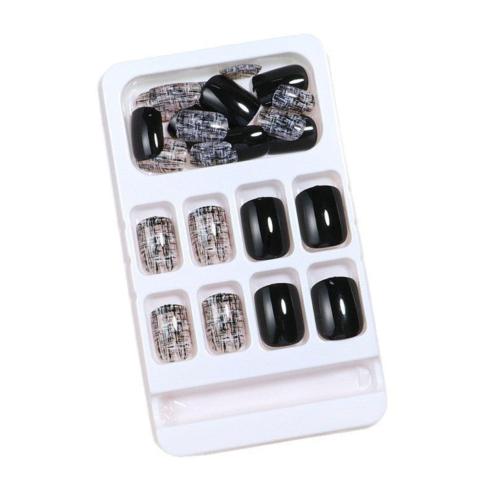 Glossy Artistic Press-On Nail Set with Abstract Design Kalsten