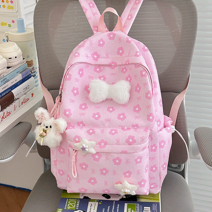 Cute Character Design Floral School Backpack