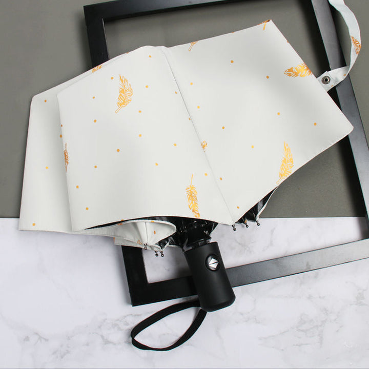 Women's Folding Umbrella with Elegant Feather Design Kalsten