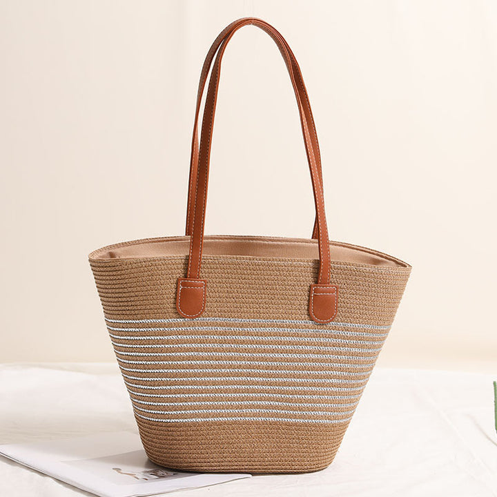 Elegant bast handbag with leather accents Kalsten