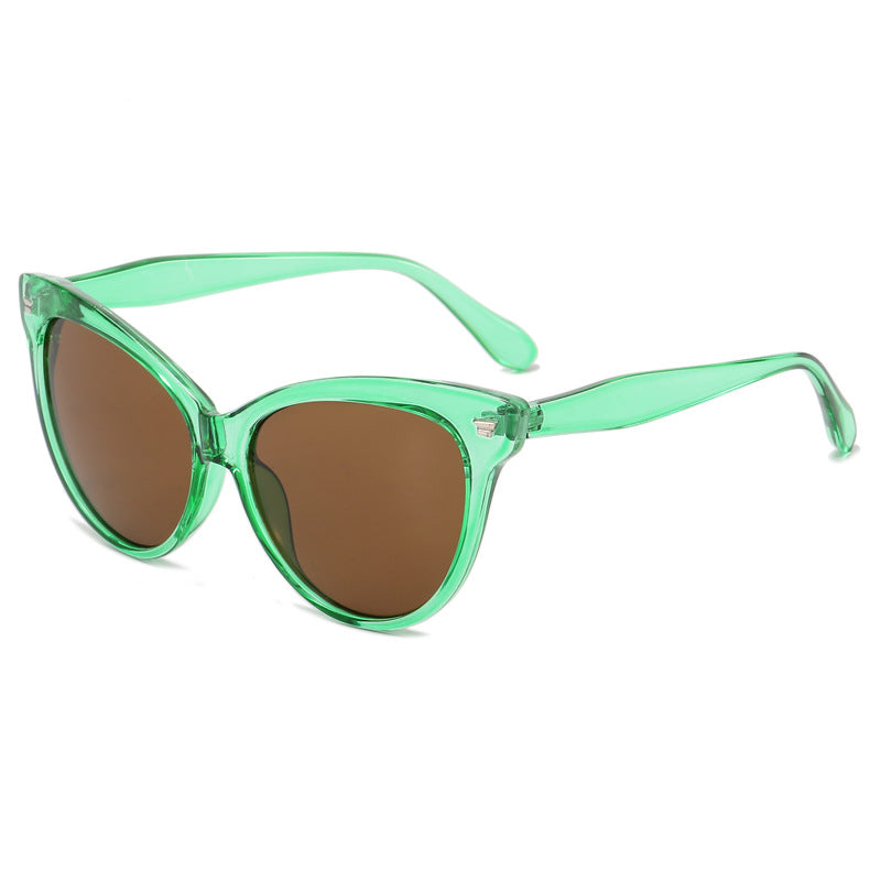 Ladies trendy cat-eye sunglasses with transparent frame and blue lenses Kalsten