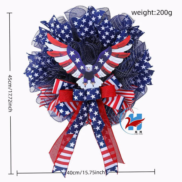 Unisex decorative country house door wreath with overlapping wooden stars and multiple ribbon bows Kalsten