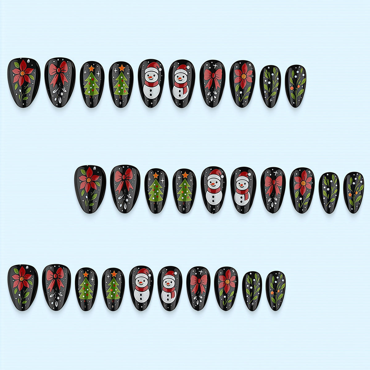 Artificial nail set with festive Christmas design Acalora