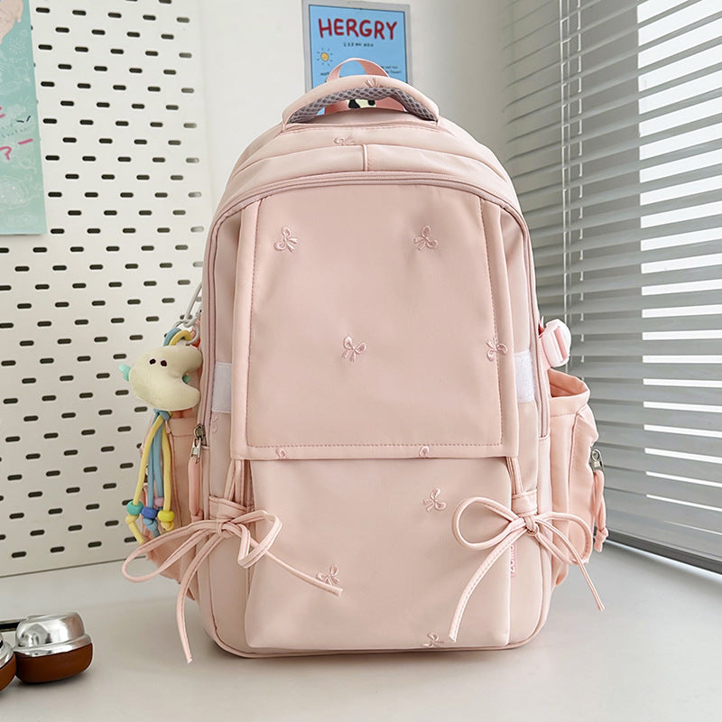 Embroidered Bow Detail School Backpack