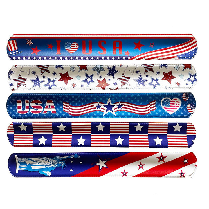 Unisex nan patriotic Slap Bracelets multi-piece bracelet set with flexible metal core and USA motifs Kalsten