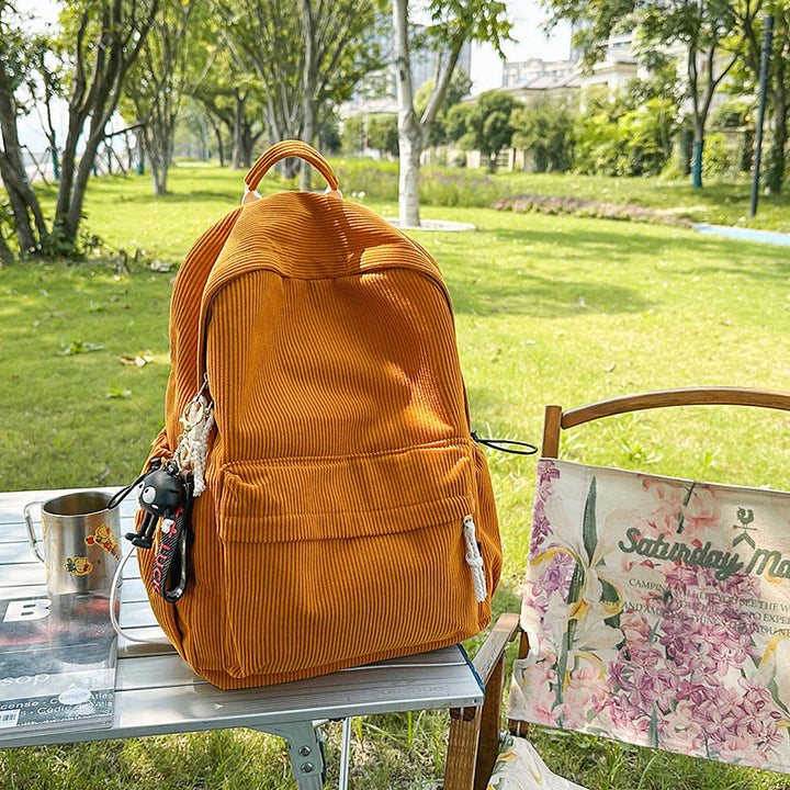 Corduroy Textured Casual Backpack Kalsten