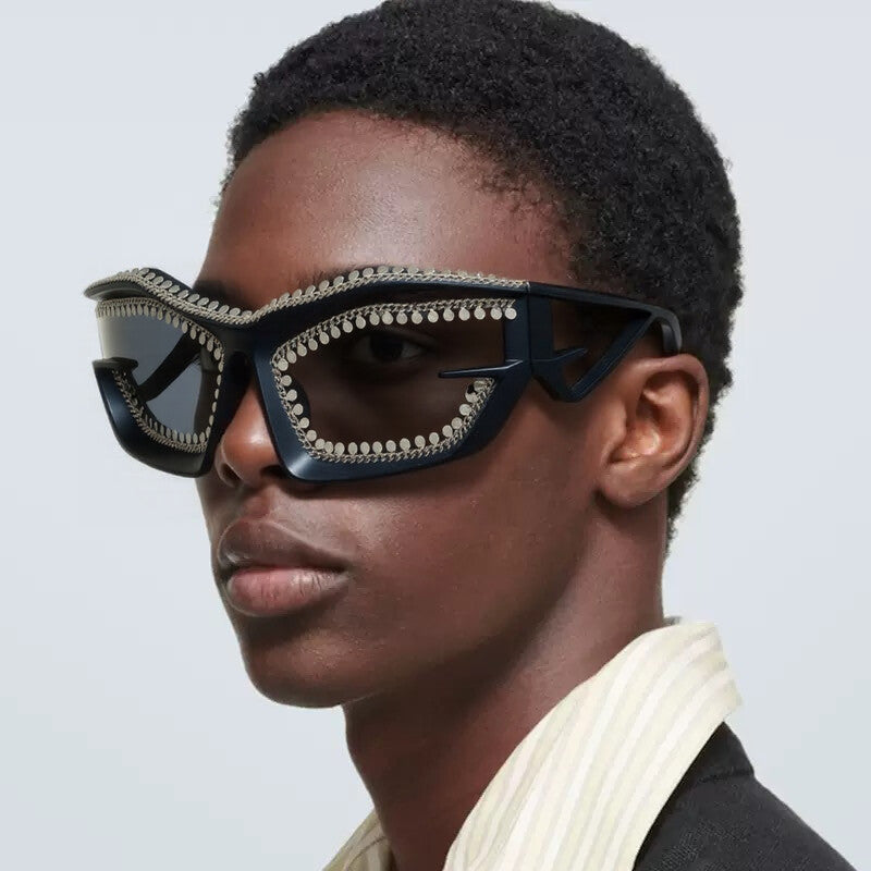 Ladies designer sunglasses in a futuristic look with sparkling rhinestone embellishment Kalsten