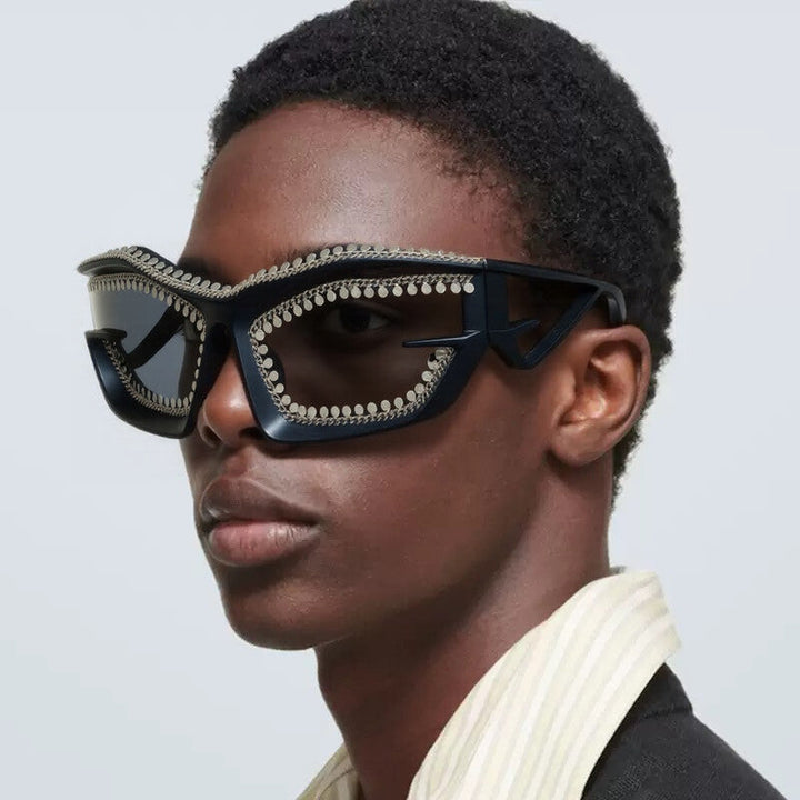 Ladies designer sunglasses in a futuristic look with sparkling rhinestone embellishment Kalsten
