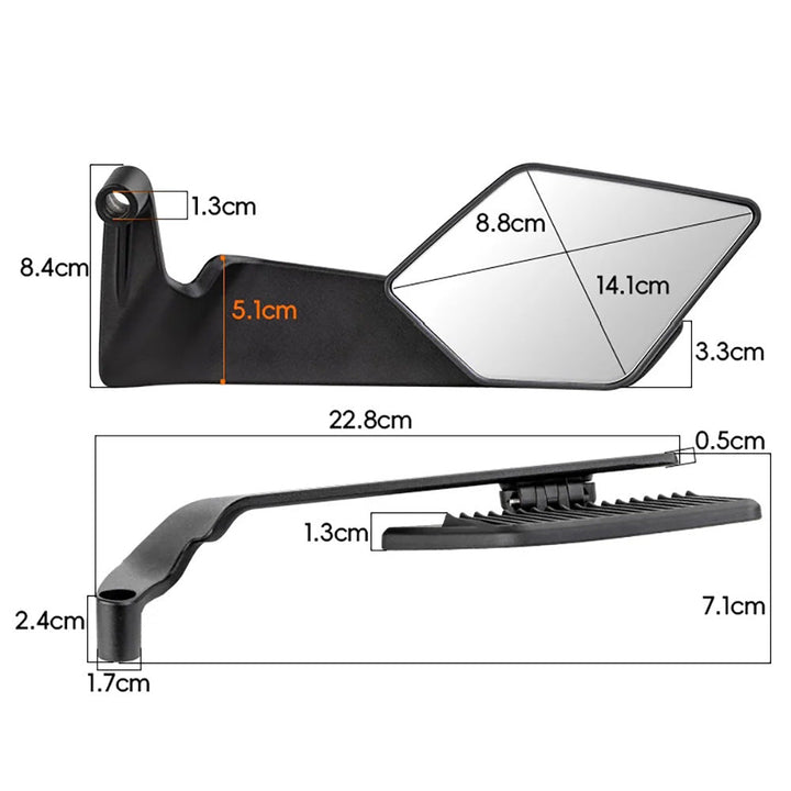 Motorcycle rearview mirror with modern, aerodynamic design Kalsten