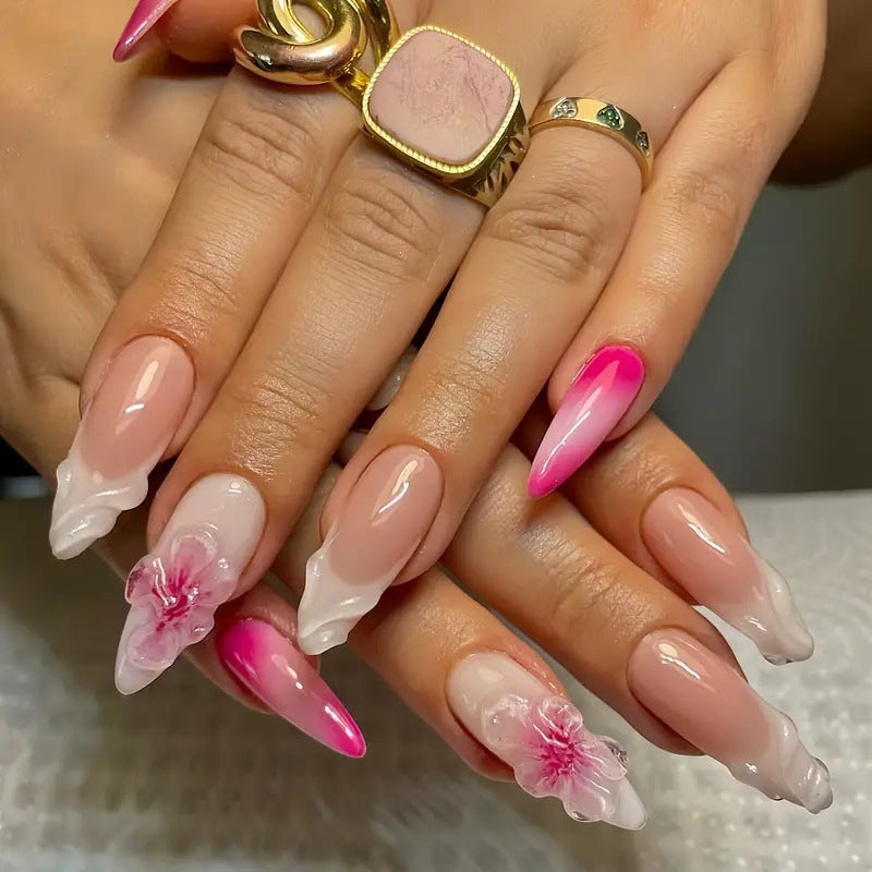 Detailed Floral Press-On Nail Art Kalsten
