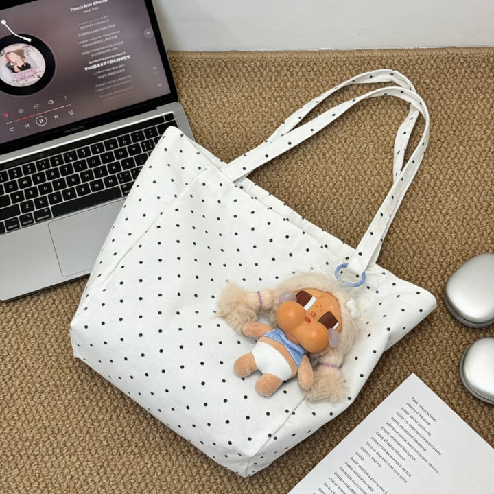 Trendy cotton bag with dots Kalsten