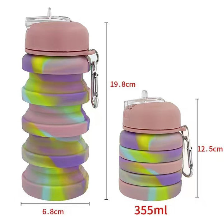 Women's foldable silicone drinking bottle with carabiner Kalsten