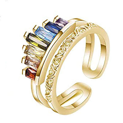 Adjustable Multi-Colored Crystal Ring Kalsten