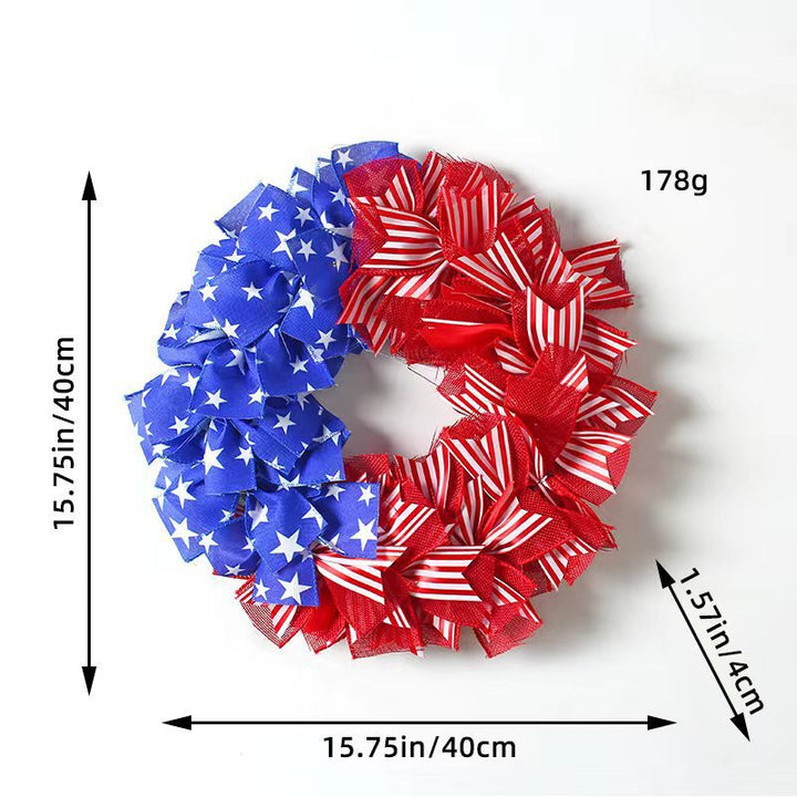 Unisex nan patriotic pom pom front door wreath with star embellishments Kalsten
