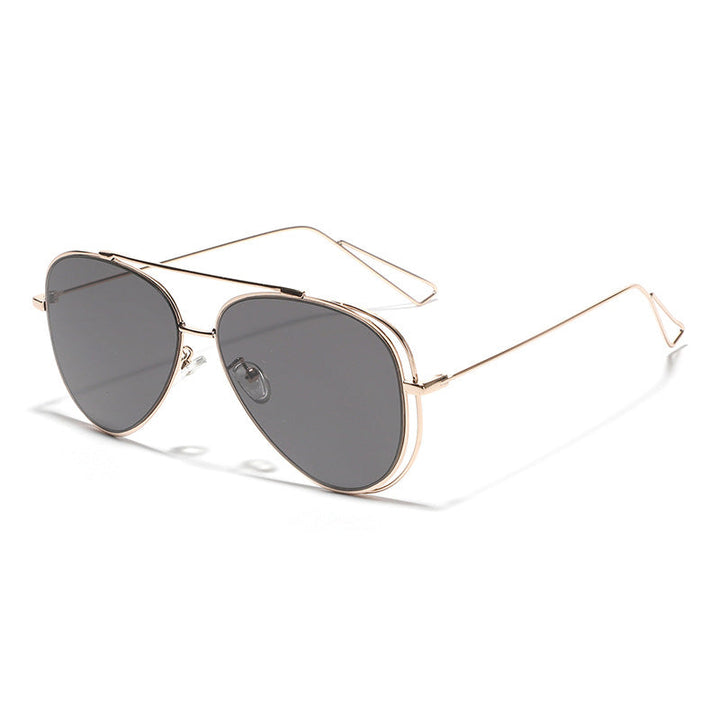 Women's retro aviator sunglasses with silver metal frame and mirrored lenses Kalsten