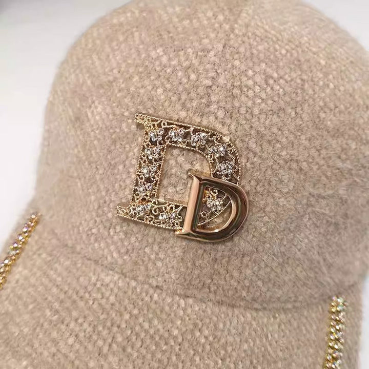 Women's Luxurious Embellished Wool Baseball Cap Kalsten