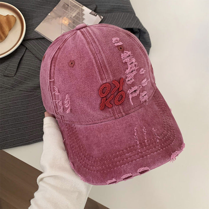 Women's Distressed Graphic Embroidered Baseball Cap Kalsten
