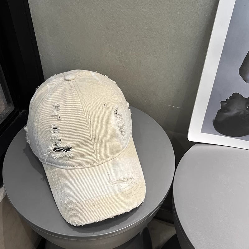 Women's Distressed Black Denim Baseball Cap Kalsten