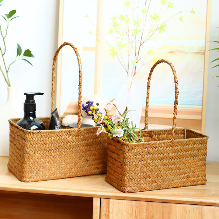 Handwoven Natural Fiber Carrying Basket Kalsten