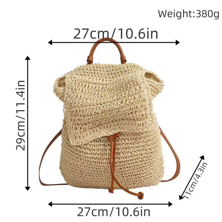 Backpack with Hand-Crocheted Design and Sturdy Leather Straps Kalsten