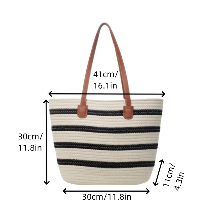 Fashion shopping bag with textured wicker design and leather handles Kalsten