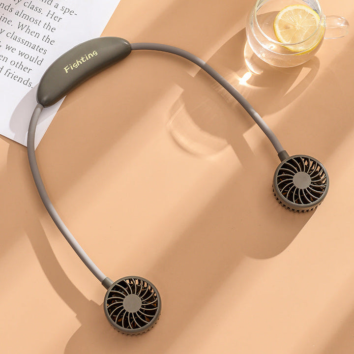 Unisex portable neck fan with dual fan heads, flexible neckband, quiet brushless motor, and USB charging function Kalsten