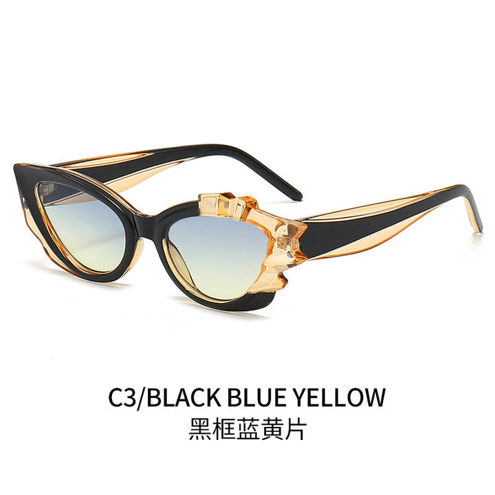 Ladies Cat-Eye Sunglasses with Eye-Catching Flower Frame Kalsten