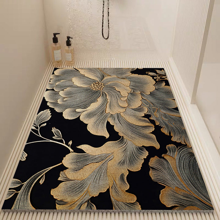 Elegant Floral Pattern Bath Mat Kalsten