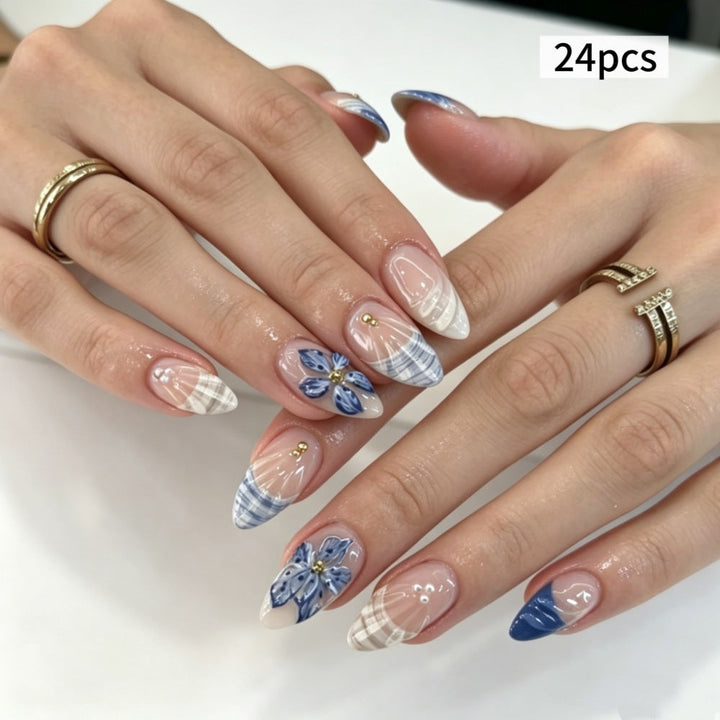 Artificial nails with floral design and elegant tips Kalsten