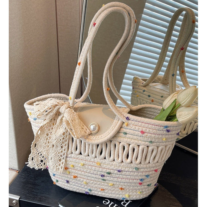 Women's Fashion Handbag with Colorful Cotton Weave Kalsten