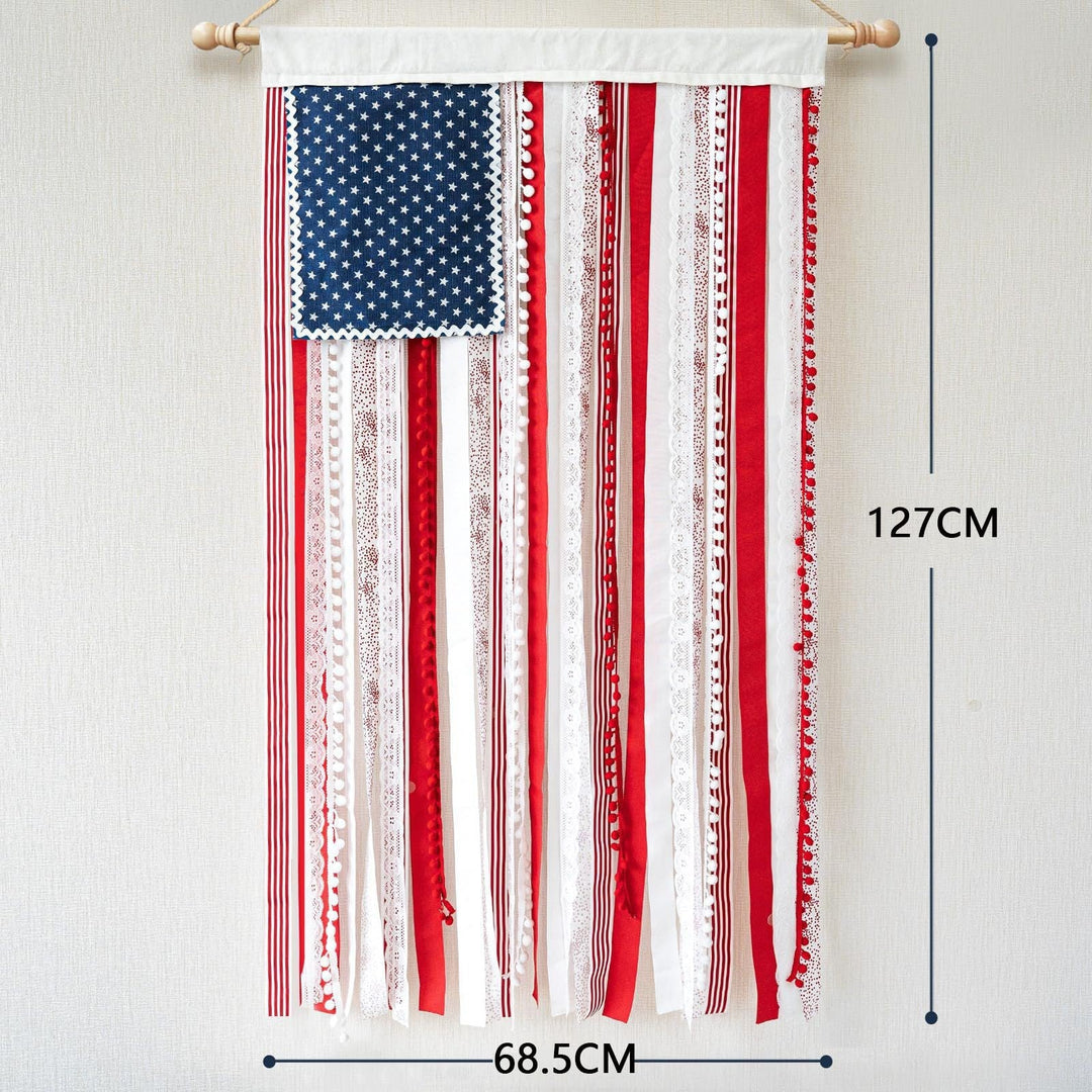 Unisex nan patriotic tasseled fabric wall hanging with star ornaments Kalsten